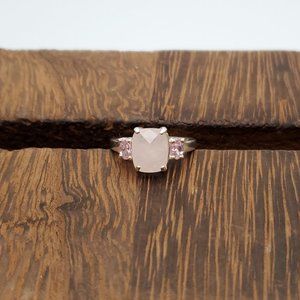 Size 8 925 Sterling Silver Avon Pink Quartz And Pink CZ Gems Ring